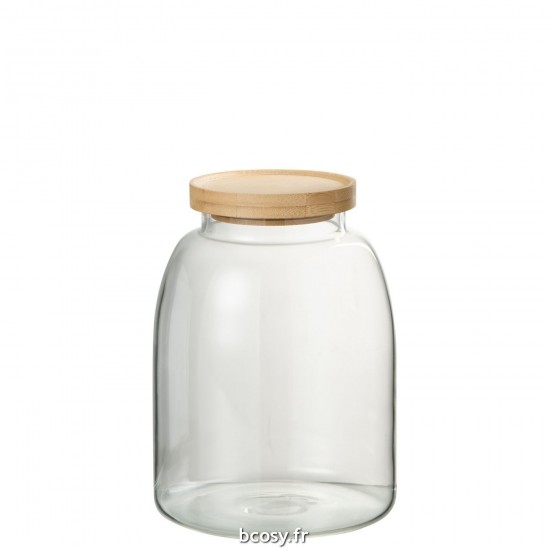 J Line Pot En Verre Tom Verre Bamboo Transparent Naturel Medium L14xB14xH19 cm JLine 30509 by Jolipa 30509.