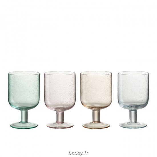 J Line Verre A Vin Tommy Verre Mix L8xB8xH14 cm JLine 30621 by Jolipa 30621 Assortiment de 4 pcs.
