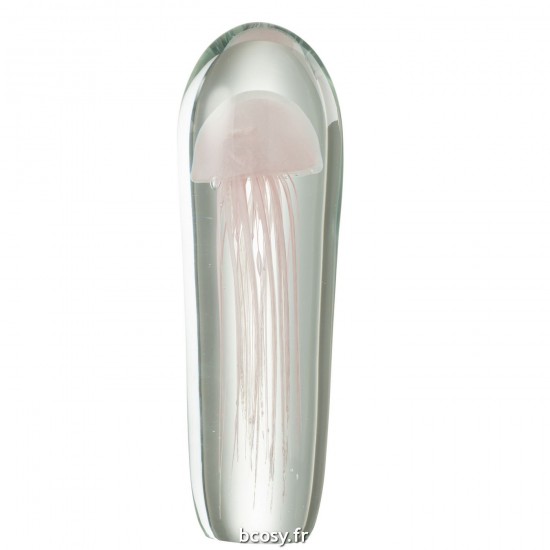 J Line Presse Papier Tour Medusa Verre Rose Large L10xB10xH36 cm JLine 30656 by Jolipa 30656.
