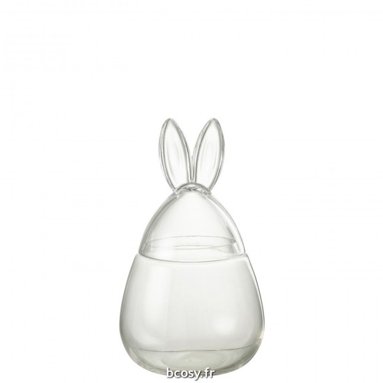 J Line Pot Lapin Verre Transparent Small L20xB20xH34 cm JLine 30664 by Jolipa 30664.
