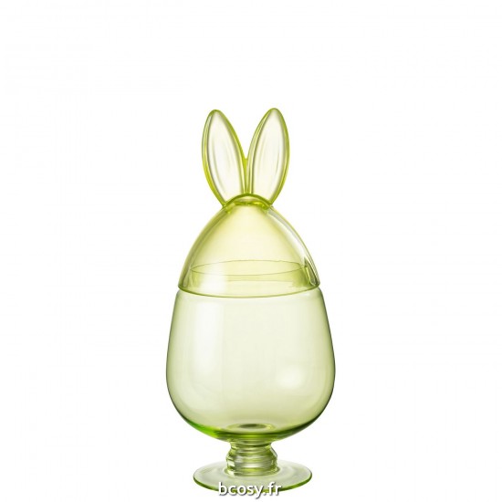 J Line Pot Lapin Verre Vert Medium L17xB17xH38 cm JLine 30674 by Jolipa 30674.