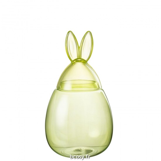 J Line Pot Lapin Verre Vert Large L23xB23xH39 cm JLine 30675 by Jolipa 30675.