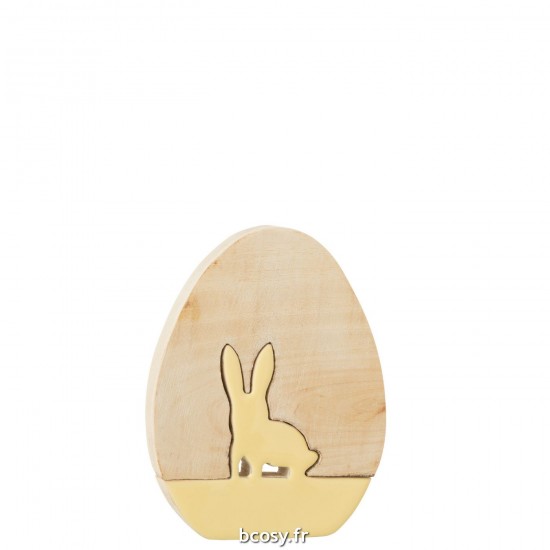 J Line Œuf Lapin Bois Jaune L19xB14xH3 cm JLine 31315 by Jolipa 31315.