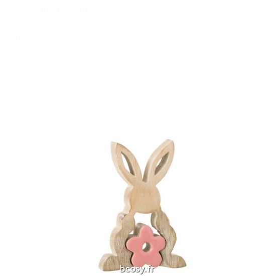 J Line Lapin Fleur Milieu Bois Rose Small L14xB10xH3 cm JLine 31318 by Jolipa 31318.