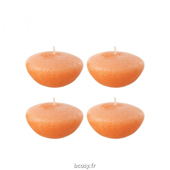 J Line Boite 4 Bougies Flottantes Orange Large 8H L8xB8xH4 cm JLine 32309 by Jolipa 32309.