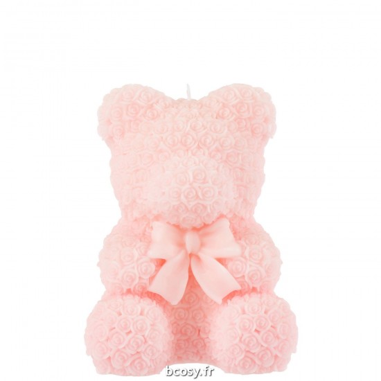 J Line Bougie Ours Rose Large 25H L14xB14xH21 cm JLine 32323 by Jolipa 32323.