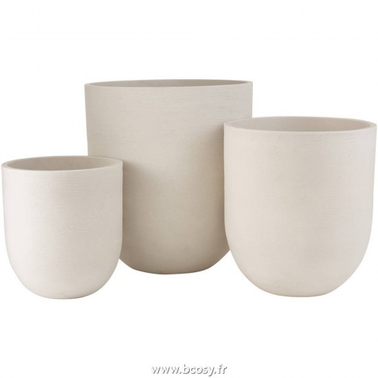 J-Line J Line Grands vases Grand vase Vases hauts Vase haut. Jolipa Set 3 Vases Ronds Ceramique Haut Blanc.