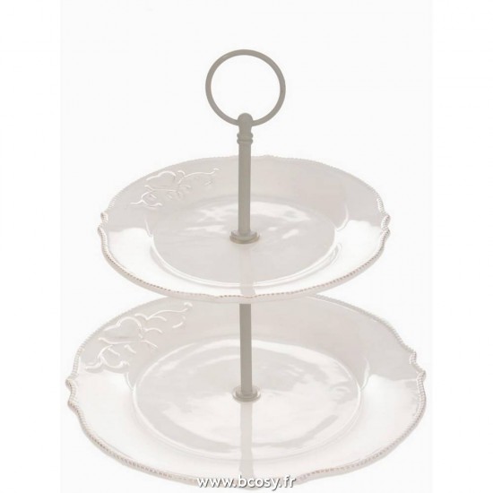 J-Line plateaux aux niveaus Jolipa Jline Plateau 2Niv Coeur Cer 23X23X24Cm