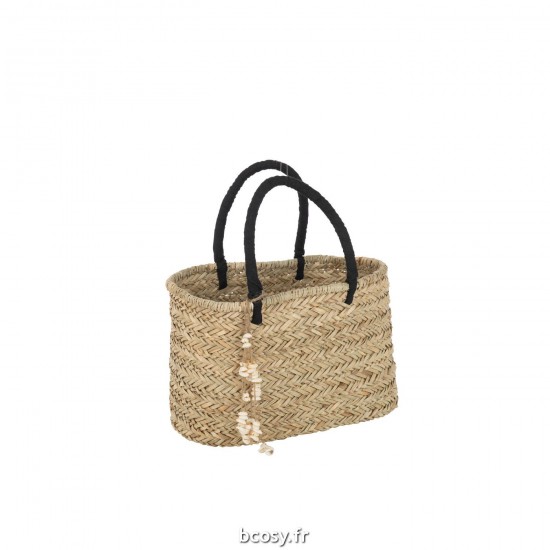 J Line Sac De Plage Coquillages Noir Anses Jute Naturel Noir Large L48xB25xH46 cm JLine 33286 by Jolipa 33286.
