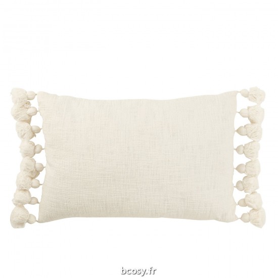 J Line Coussin Floches Coton Blanc L59xB38xH15 cm JLine 33965 by Jolipa 33965.