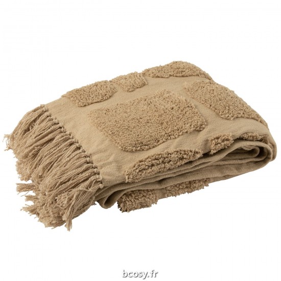 J Line Plaid Sidney Poly Beige L192xB123 cm JLine 34321 by Jolipa 34321.