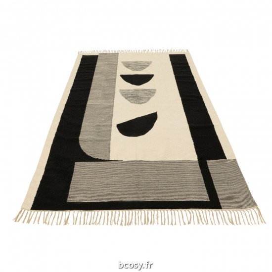 J Line Tapis Tokyo Poly Blanc Noir L302xB198xH2 cm JLine 34325 by Jolipa 34325.