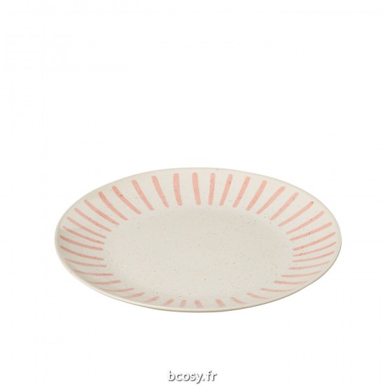 J Line Assiette Ligne Porcelaine Rose Large L27xB27xH3 cm JLine 34359 by Jolipa 34359 Assortiment de 4 pcs.