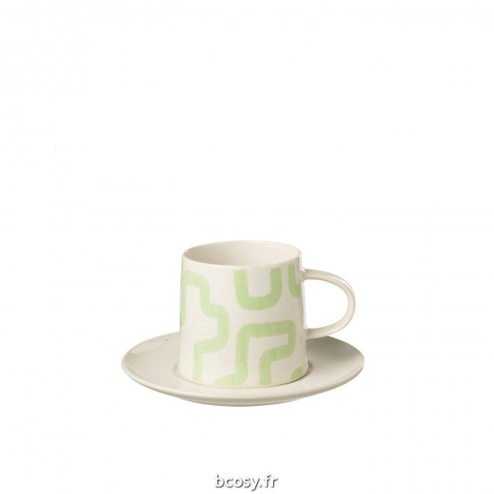 J Line Tasse Sous Tasse Forme Porcelaine Vert L8xB8xH8 cm JLine 34364 by Jolipa 34364.