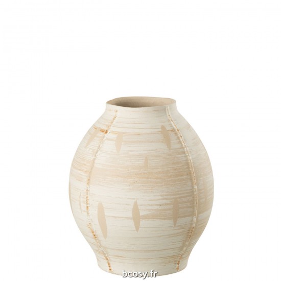 J Line Vase Round Ceramic Beige Large L25xB25xH29 cm JLine 34431 by Jolipa 34431.
