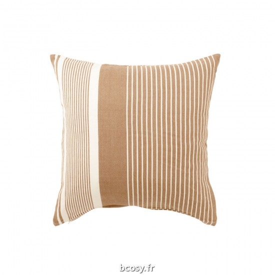 J Line Coussin Mik Coton Beige Marron L50xB50xH10 cm JLine 34578 by Jolipa 34578.