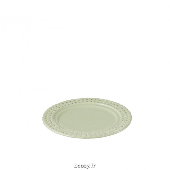 J Line Assiette Rond Ceramique Vert L20xB20xH2 cm JLine 34670 by Jolipa 34670 Assortiment de 4 pcs.