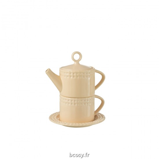 J Line Theiere Et Tasse Ceramique Peche L18xB15xH22 cm JLine 34682 by Jolipa 34682.