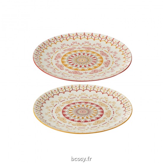 J Line Assiette Jam Porcelaine Mix L27xB27xH3 cm JLine 34731 by Jolipa 34731 Assortiment de 2 pcs.