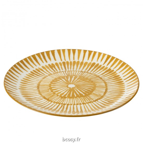 J Line Assiette Jam Porcelaine Blanc Ocre L27xB27xH3 cm JLine 34734 by Jolipa 34734 Assortiment de 6 pcs.