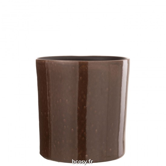 J Line Flower Pot Flek Ceramic Brown Large L23xB23xH25 cm JLine 34749 by Jolipa 34749.