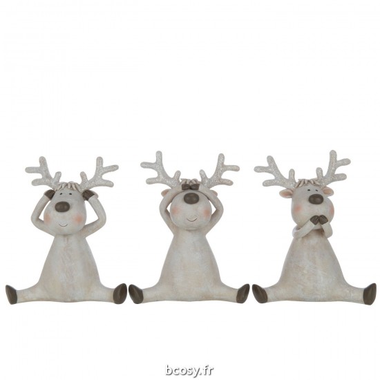 J Line Renne Ne Rien Voir Entendre Se Taire Resine Marron Large JLine 35068 by Jolipa 35068 Assortiment de 3 pcs.