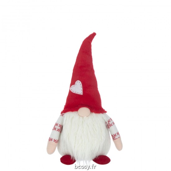 J Line Lutin Coeur Textile Blanc Rouge Large JLine 35458 by Jolipa 35458.