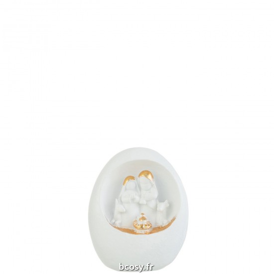 J Line Creche En Pierre Resine Blanc Or Large JLine 35556 by Jolipa 35556.