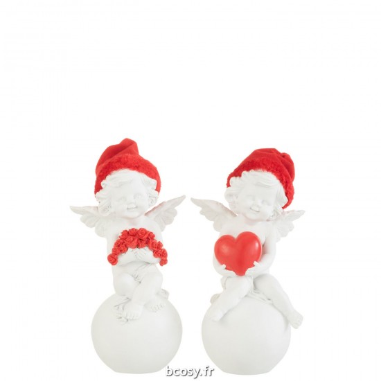 J Line Ange Sur Balle Chapeau Poly Rouge Blanc Large JLine 35567 by Jolipa 35567 Assortiment de 2 pcs.