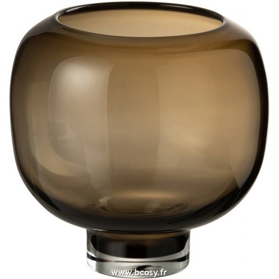 J Line Vase Sur Pied Rond Verre Marron Foncé Large 21 Jline 3690 by Jolipa 3690