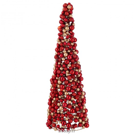 J Line Cone Deco Boules Plastique Rouge Or Large JLine 36915 by Jolipa 36915.