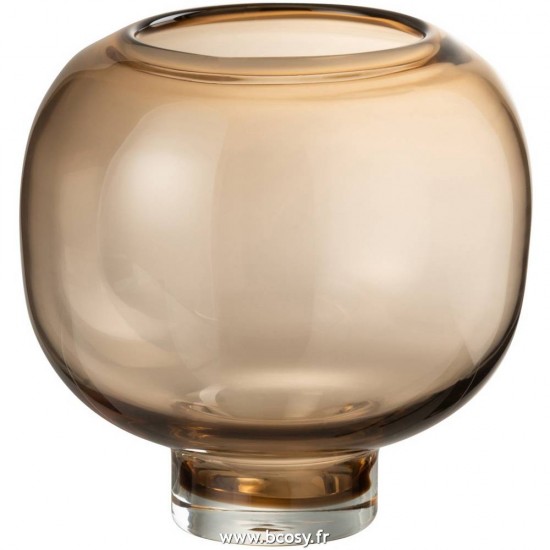 J Line Vase Sur Pied Rond Verre Marron Clair Large 21 Jline 3692 by Jolipa 3692