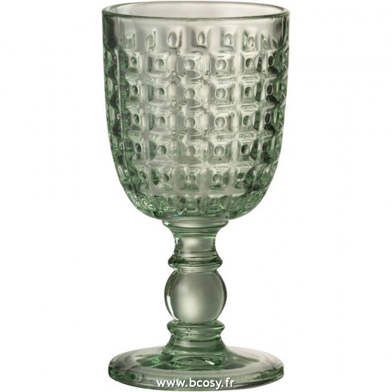 J Line Verre À Pied Motif Relief Verre Vert Large 17 Jline 3698 by Jolipa 3698 Assortiment de 4 pcs