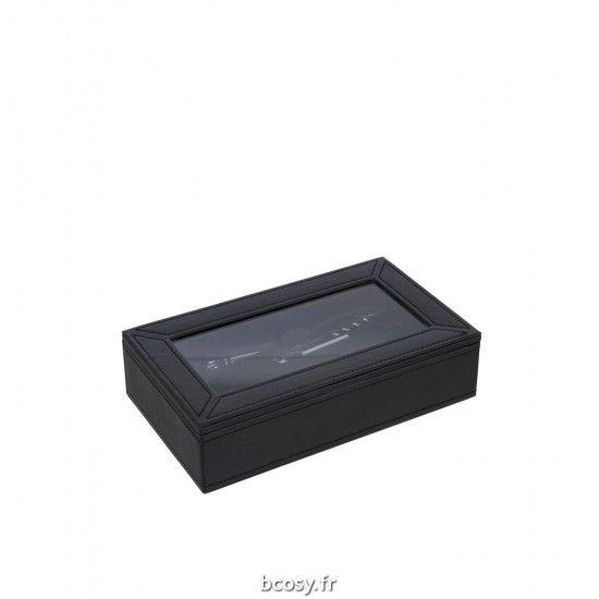 J Line Boite 6 Accessoires Pour Vin Simili Cuir Noir JLine 37097 by Jolipa 37097.