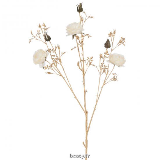 J Line Rosier 3 Fleurs Bourgeons Plastique Creme Or JLine 37575 by Jolipa 37575.