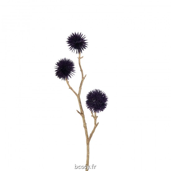 J Line Branche Echinops 3 Fleurs Plastique Mauve Or JLine 37613 by Jolipa 37613.