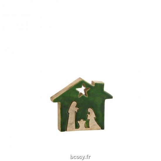J Line Creche Maison Bois Vert Naturel Small JLine 37927 by Jolipa 37927.