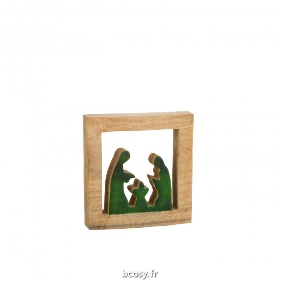 J Line Creche Carree Bois Vert Naturel Large JLine 37930 by Jolipa 37930.