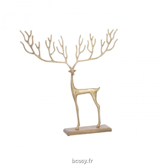 J-Line J Line rennes caribous Jolipa Renne Sur Pied Graphique Aluminium Bois Or.