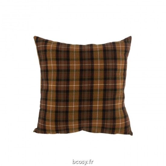 J Line Coussin Carreaux Textile Marron JLine 38710 by Jolipa 38710.