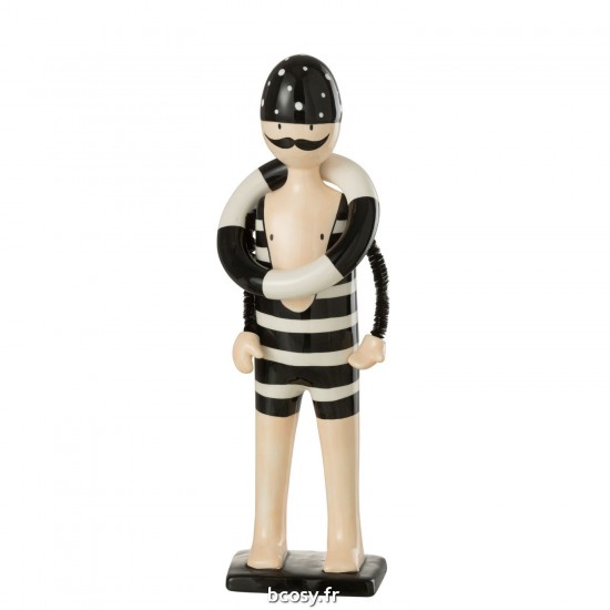 J Line Nageur Bouee Lignes Dolomie Noir Blanc Large JLine 40122 by Jolipa 40122.