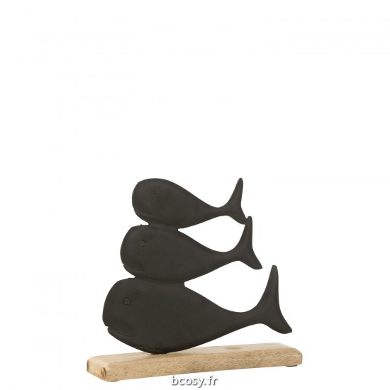 J Line Baleines Sur Socle Aluminium Noir Large JLine 40211 by Jolipa 40211.
