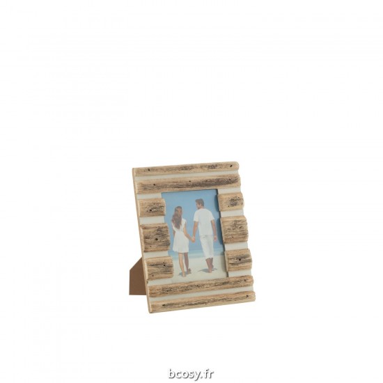 J Line Cadre Lignes Paulownia Bois Naturel Blanc Small JLine 40367 by Jolipa 40367.