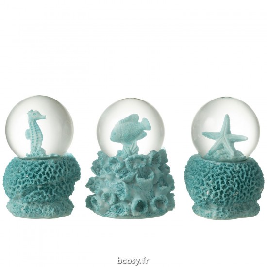 J Line Boule Neige Mer Poly Azur L JLine 40505 by Jolipa 40505 Assortiment de 3 pcs.