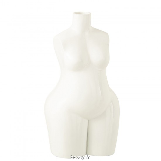 J Line Vase Femme Corps Resine Brillant Blanc Large JLine 40525 by Jolipa 40525.