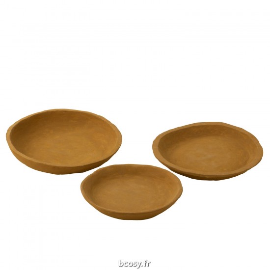 J Line Set 3 Plats Papier Mache Jaune JLine 40852 by Jolipa 40852.