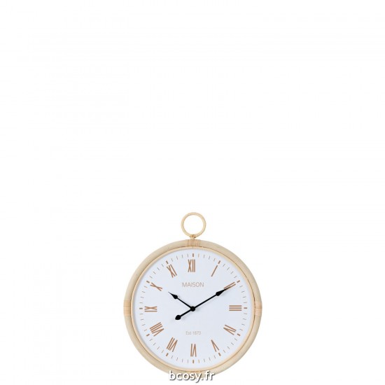 J Line Horloge Murale Kyr Rottin Mdf Naturel Blanc Small JLine 40931 by Jolipa 40931.
