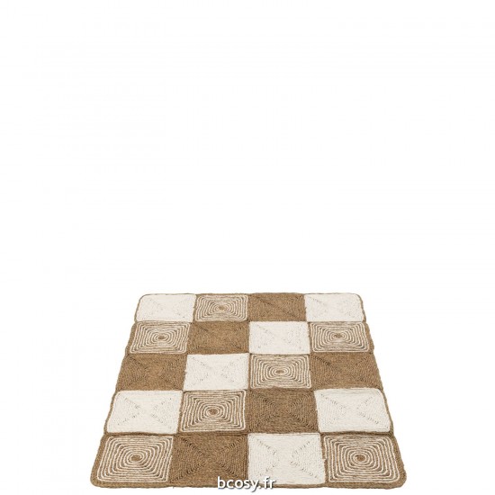 J Line Tapis Carrés Spirales Tissage Cordes Plastique Blanc Naturel JLine 41520 by Jolipa 41520.