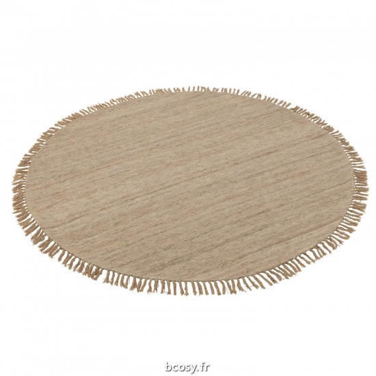 J Line Tapis Rond Franges Tissage Semi Uni Laine Beige Large JLine 41725 by Jolipa 41725.