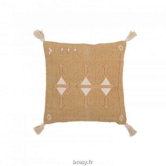 J Line Coussin Triangles Floches Coton Naturel Blanc JLine 41930 by Jolipa 41930.
